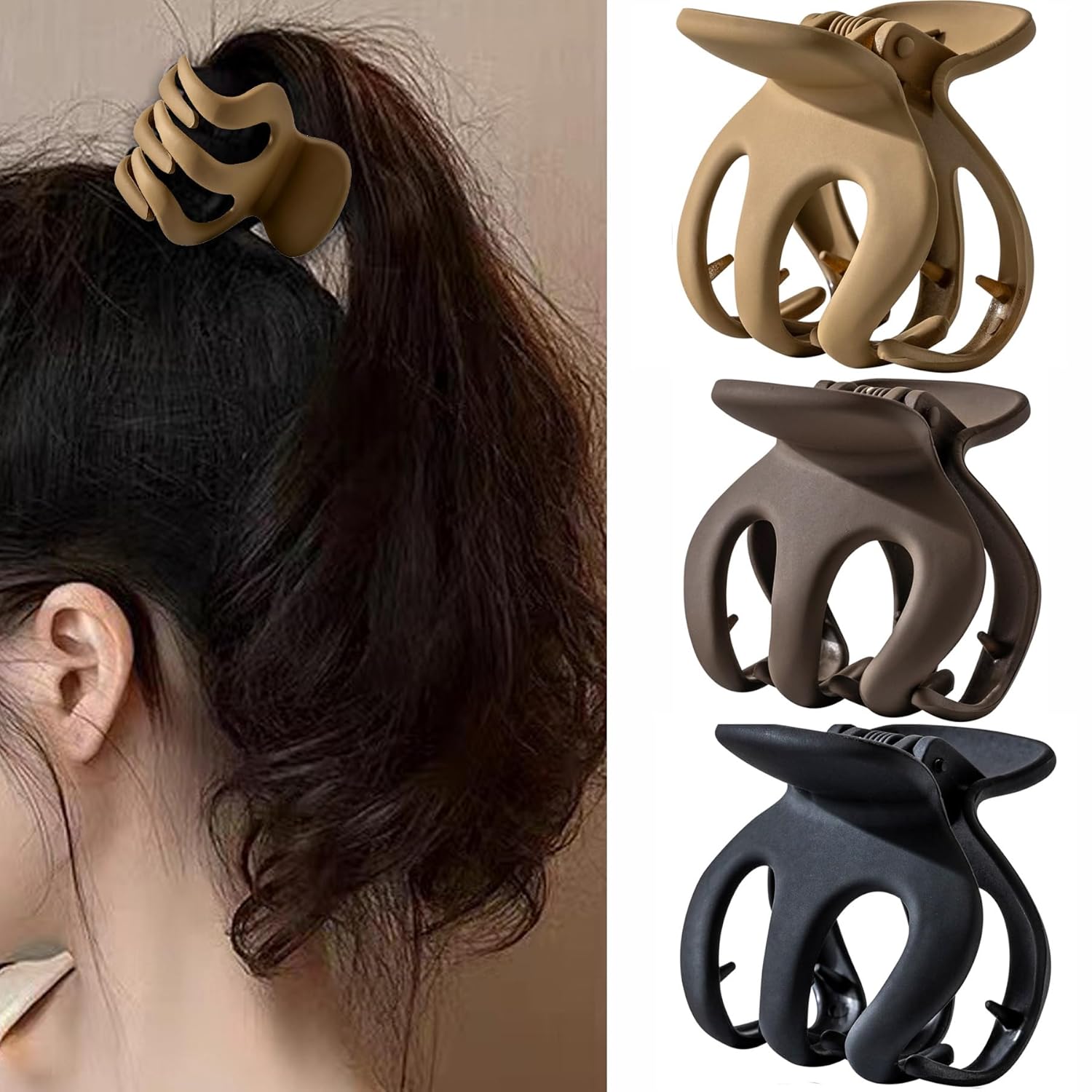 Kitiin Pinzas pequeñas de garra para mujer, soporte para cola de caballo alta para niñas, lindas pinzas para el cabello fino, pinzas parciales de