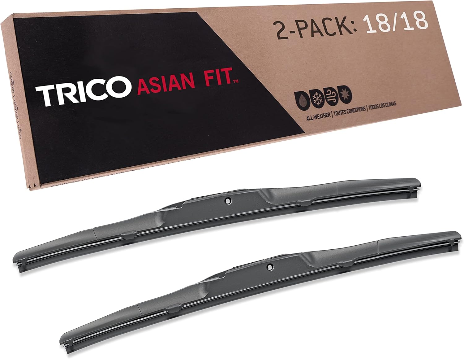 TRICO Solutions Asian Fit – Paquete de 2 limpiaparabrisas de repuesto de 18 pulgadas para Mazda MX-5 Miata 2012-2015 (57-1818)