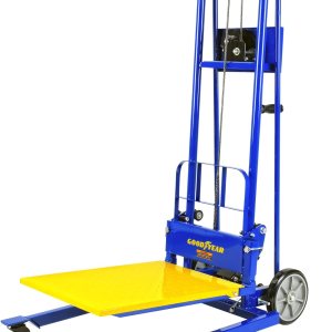 Goodyear Apilador de cabrestante de elevación de material, carretilla de paleta, 330 libras 40″ elevación máxima con ruedas de 8 pulgadas, ruedas Goodyear Apilador de cabrestante de elevación de material, carretilla de paleta, 330 libras 40″ elevación máxima con ruedas de 8 pulgadas, ruedas