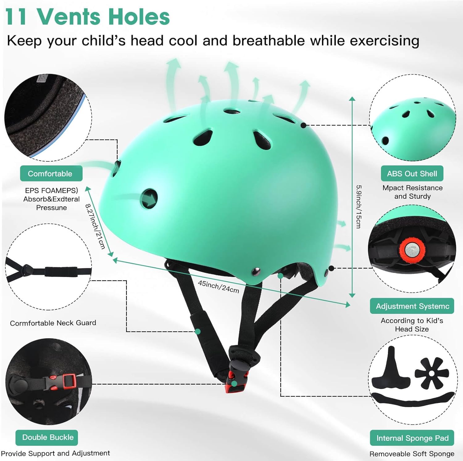 ArgoHome Casco de bicicleta para niños, casco deportivo para niños, conjunto de equipo de protección para niños y niñas, casco de ciclismo con