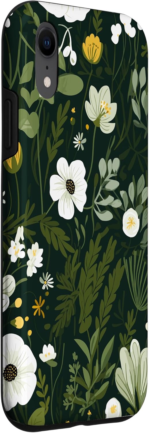 Funda para iPhone XR, diseño bohemio de flores silvestres botánicas para amantes del jardín