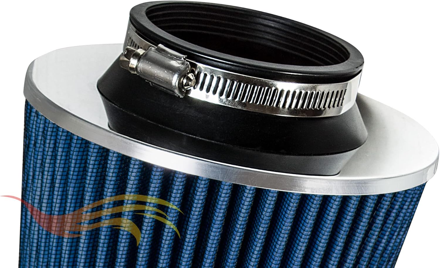 BLUE – Filtro de aire seco de repuesto para camión de entrada de aire frío de 3.5 pulgadas (3.504 in) de rendimiento, lavable, con abrazadera (8