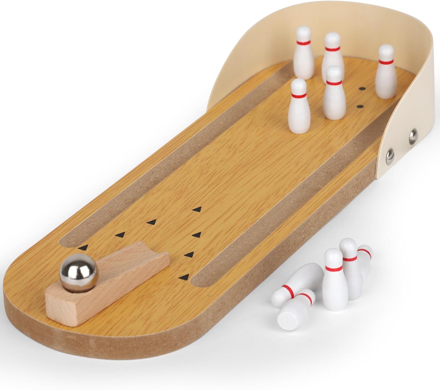 Juego de bolos  Juego de bolos de mesa de madera  Incluye bolas de alfileres  Diversión familiar para interiores y exteriores  Callejón de tiro