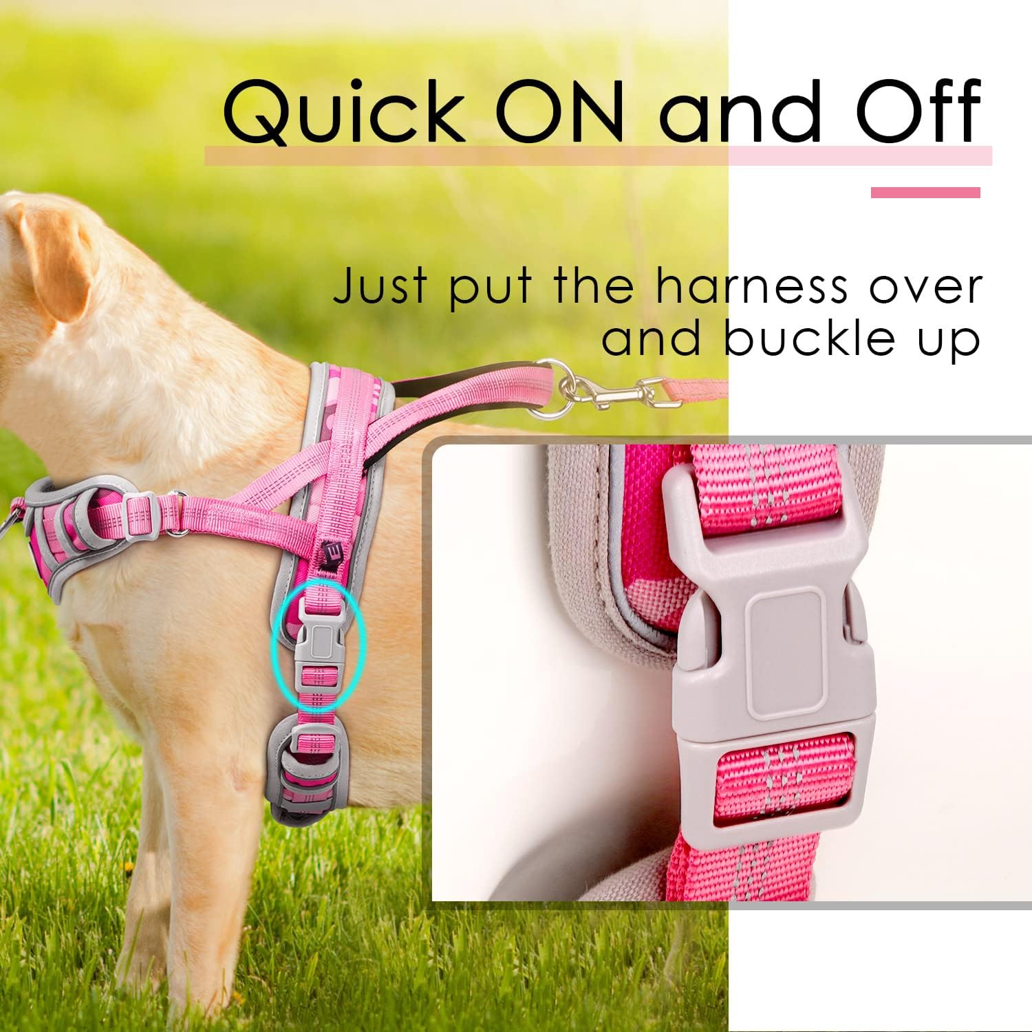 ADVENTUREMORE Arnés para perros grandes, antitirones, arnés deportivo tipo halter reflectante transpirable chaleco para perro a prueba de escapes