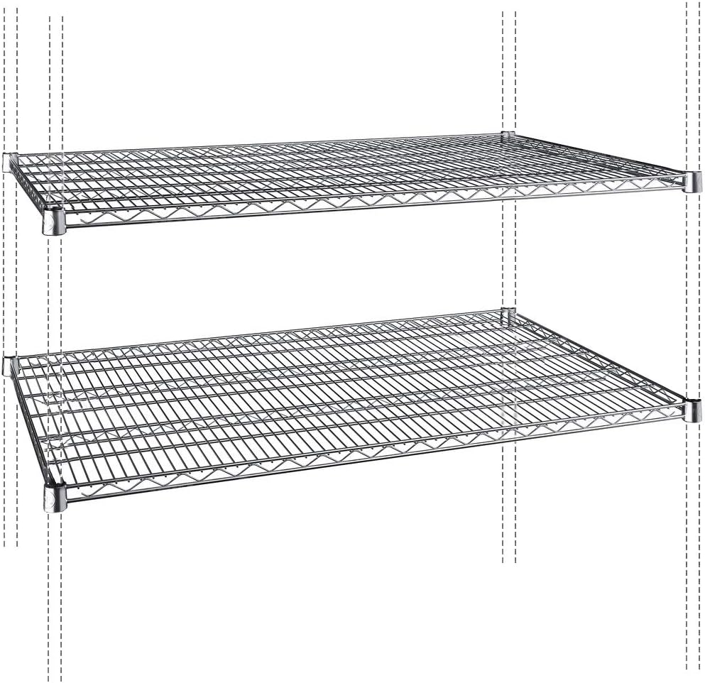 Estantería de alambre cromado, paquete de 2 estantes, estantes de almacenamiento NSF resistentes (14 pulgadas de ancho x 24 pulgadas de largo)