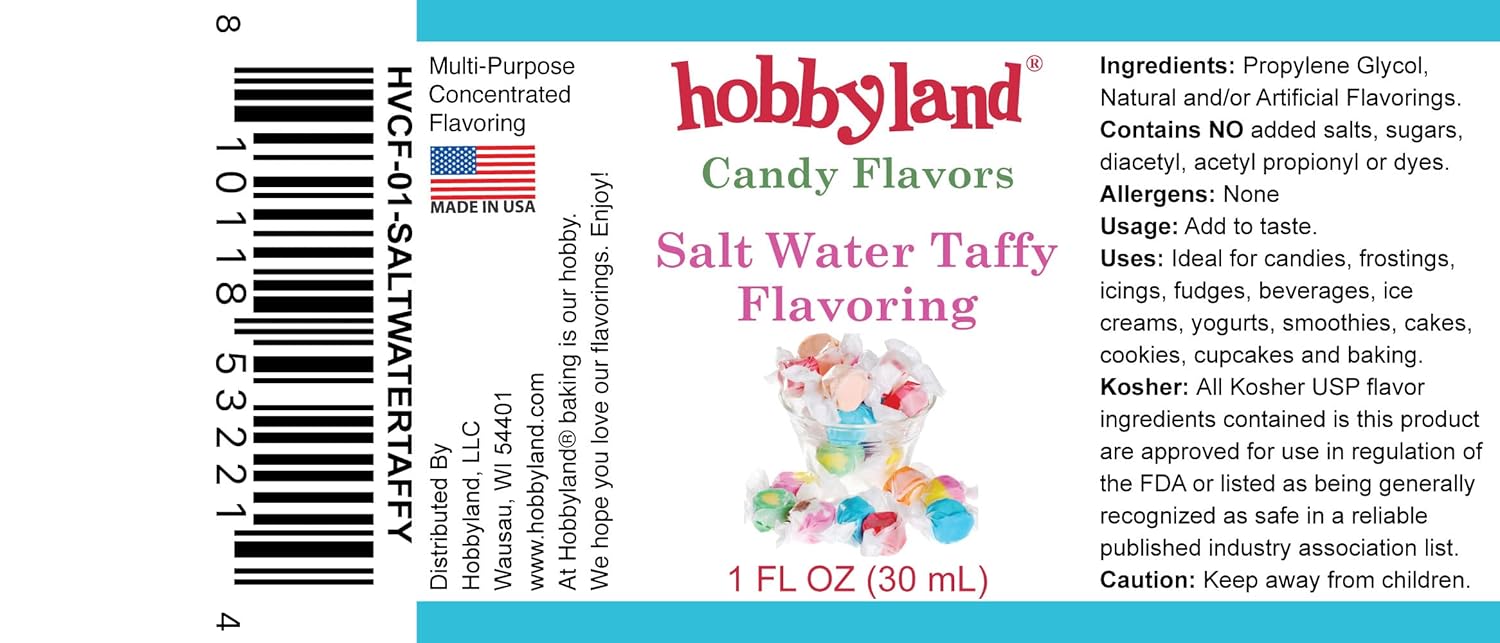 Hobbyland Sabores de caramelo (sabor a caramelo de agua salada, 1 onza líquida) Úselo como ingrediente en la preparación de alimentos y bebidas.