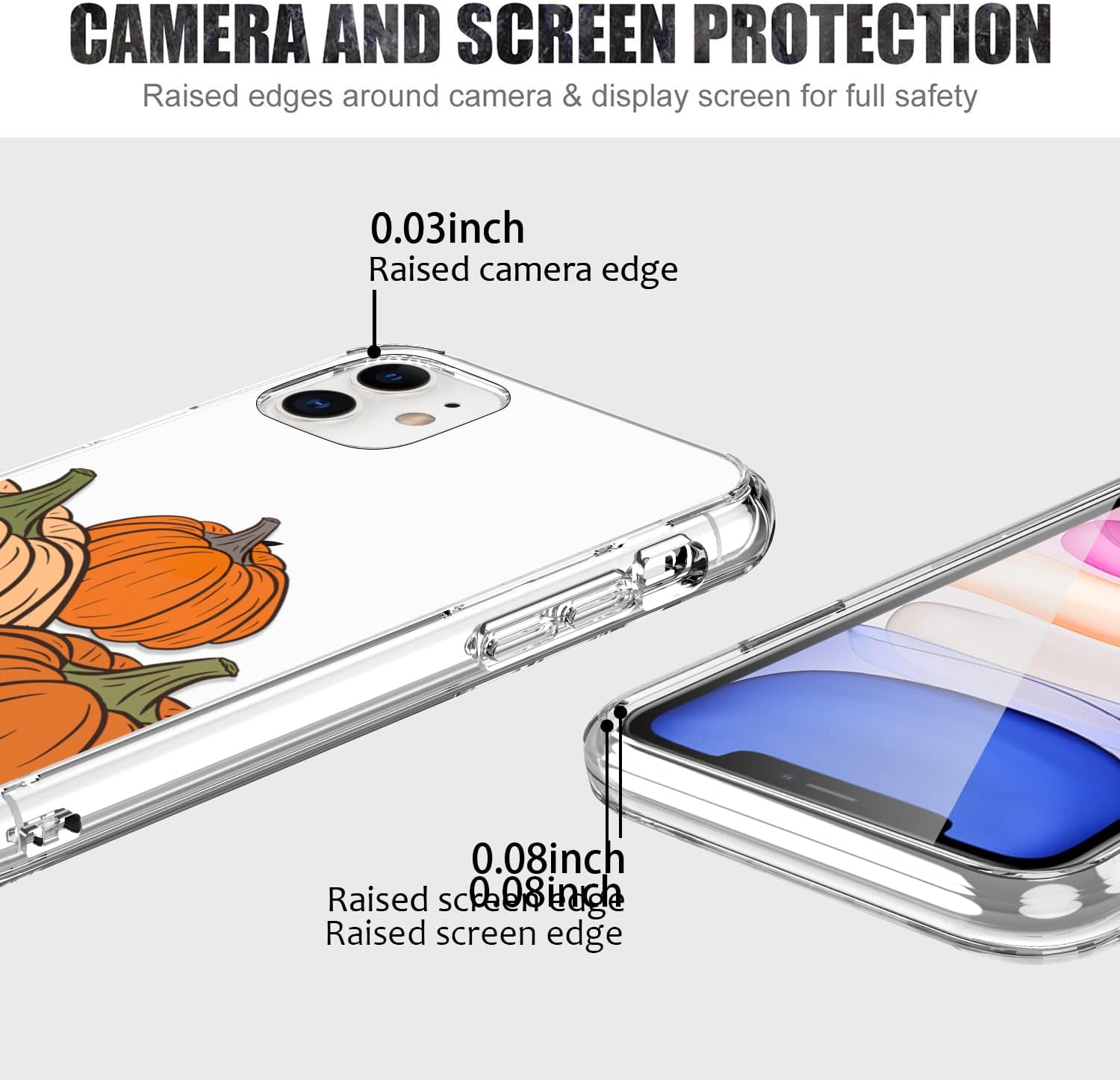 LUHOURI Funda diseñada para iPhone 11 con protector de pantalla, ajuste delgado, funda de acrílico transparente resistente para mujeres y niñas,