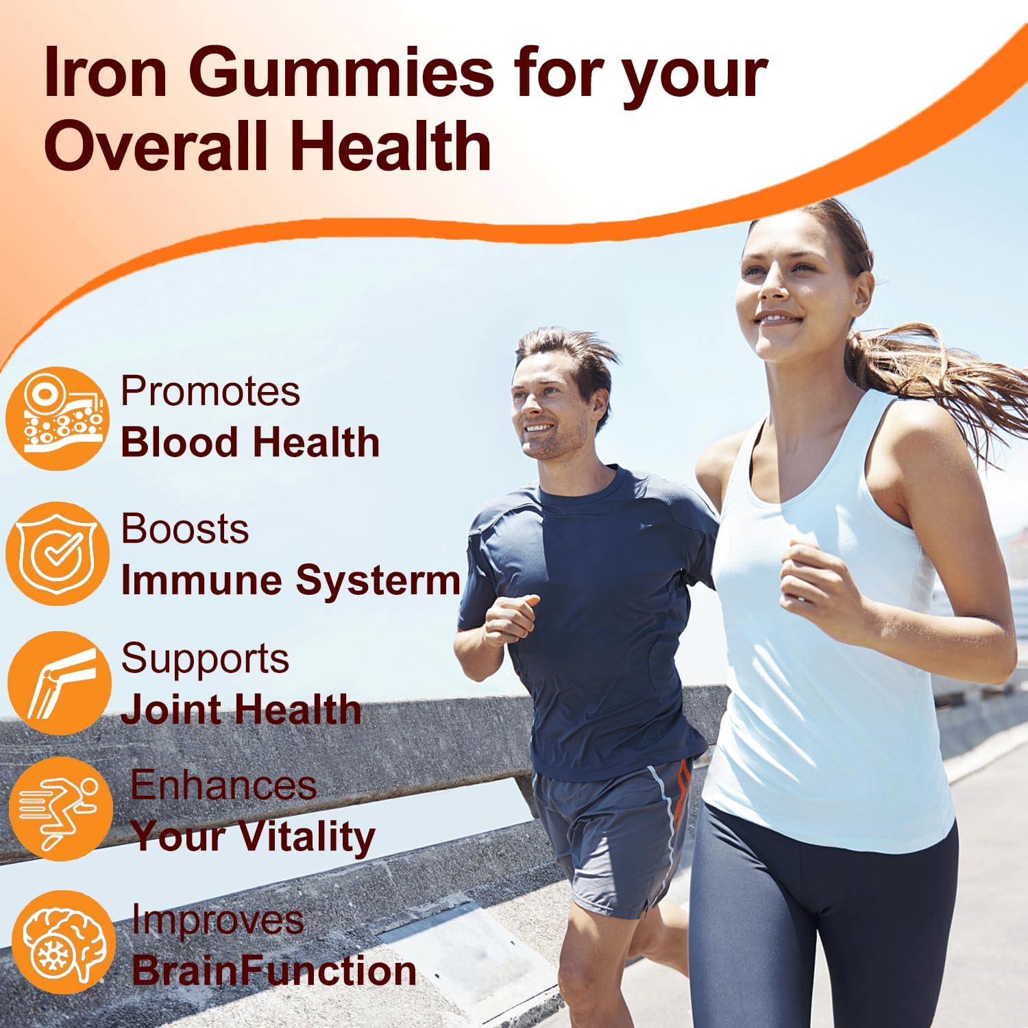 Suplemento de hierro para mujeres y hombres, gomitas de hierro carbonilo de 25 mg con cúrcuma de 600 mg, 98% de alta pureza, 70% de bioabsorción,