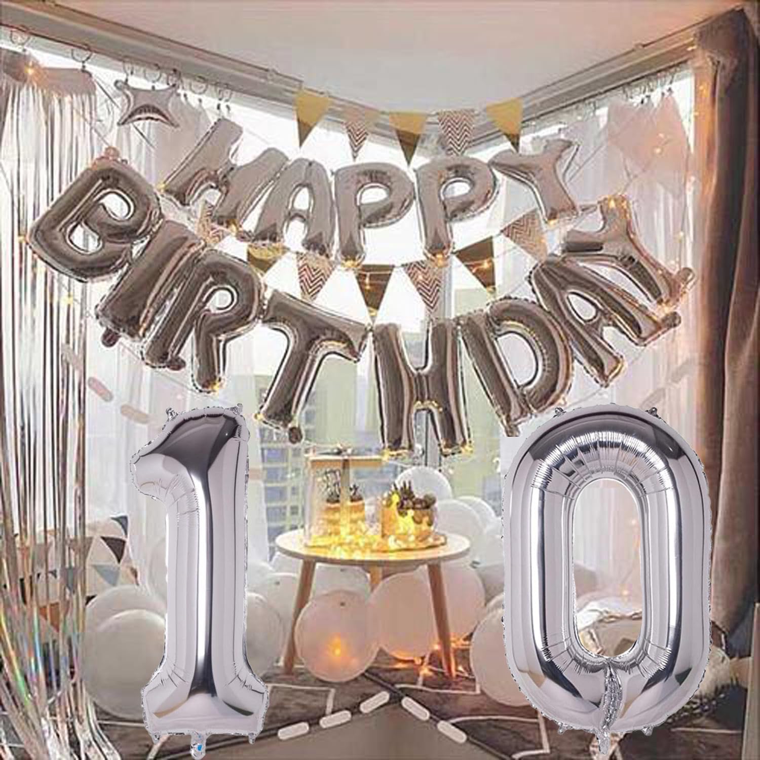 Globos plateados de 40 pulgadas con el número 10, globos gigantes de helio número 10 de aluminio para fiestas de cumpleaños de 10 años,