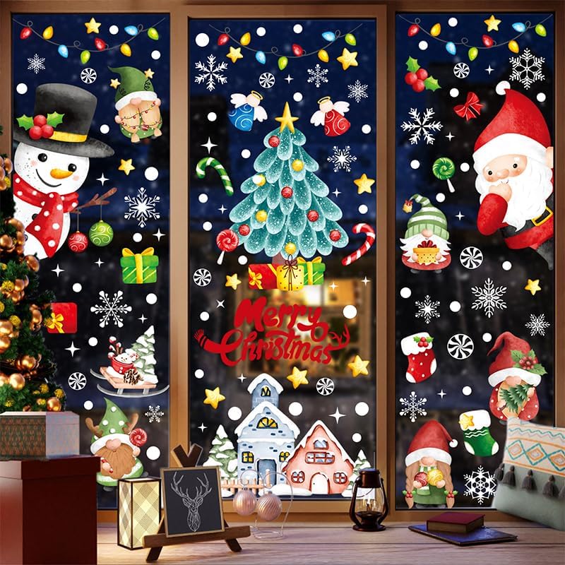 Calcomanías de Navidad para ventana, calcomanías de Navidad para ventana, calcomanías de Navidad para ventana, grandes, copos de nieve, renos, Papá