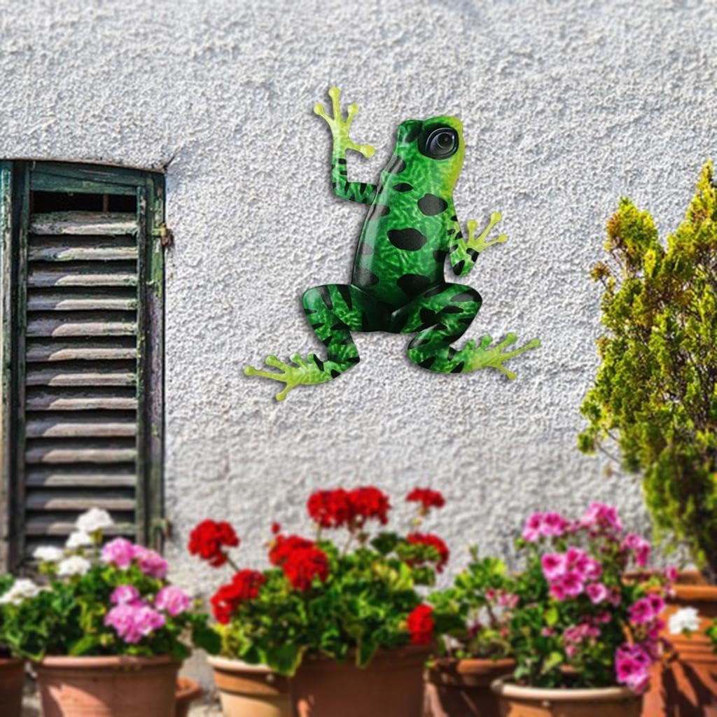 Leefasy Adornos coloridos de rana, fácil de instalar, estatua antioxidante, escultura de arte para colgar en la pared para exteriores, patio,