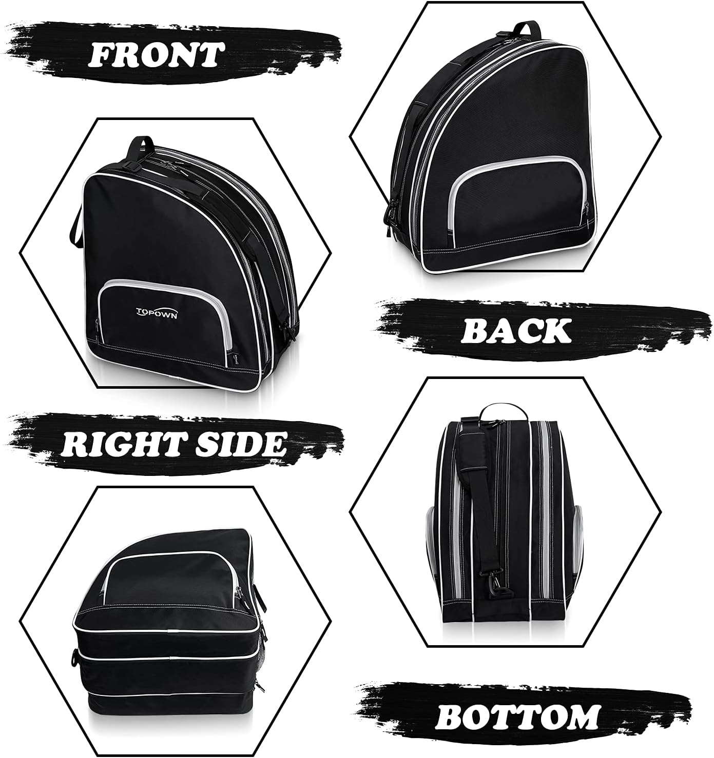 TOPOWN Bolsa de patines de hielo para hombres, bolsa de patines en línea para mujer, bolsa de patines de hielo negra de primera calidad, bolsa de
