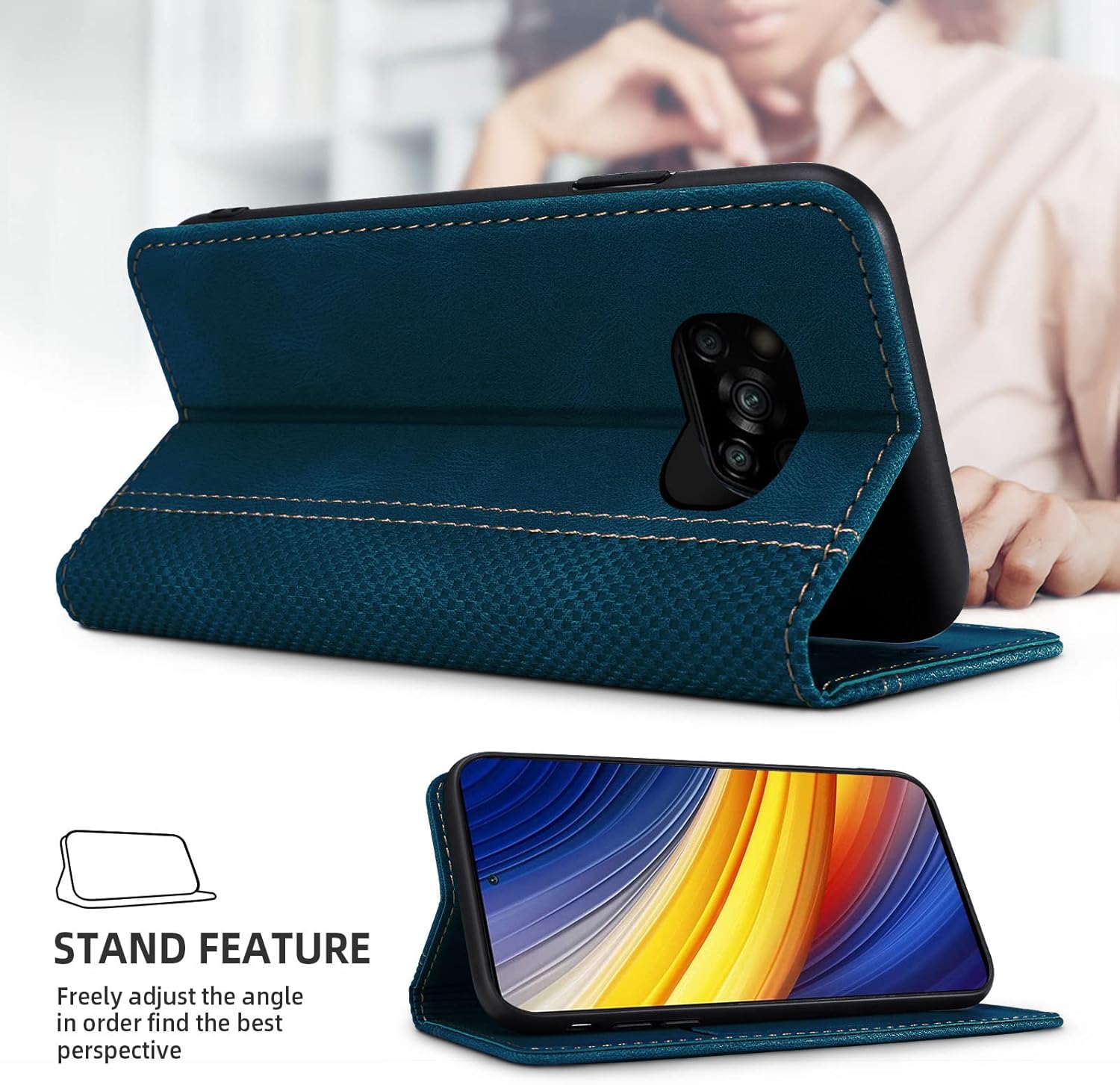 Funda para Xiaomi Poco X3 X3 Pro, funda tipo cartera con cierre magnético con tarjetero Xiaomi Poco X3 NFC Flip Folio funda protectora de TPU a
