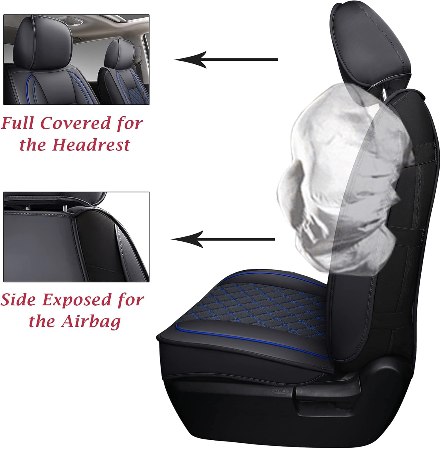 Coverado Fundas de asiento de automóvil Toyota Tundra solo para asientos delanteros, protectores de asiento de automóvil de cuero para camioneta,