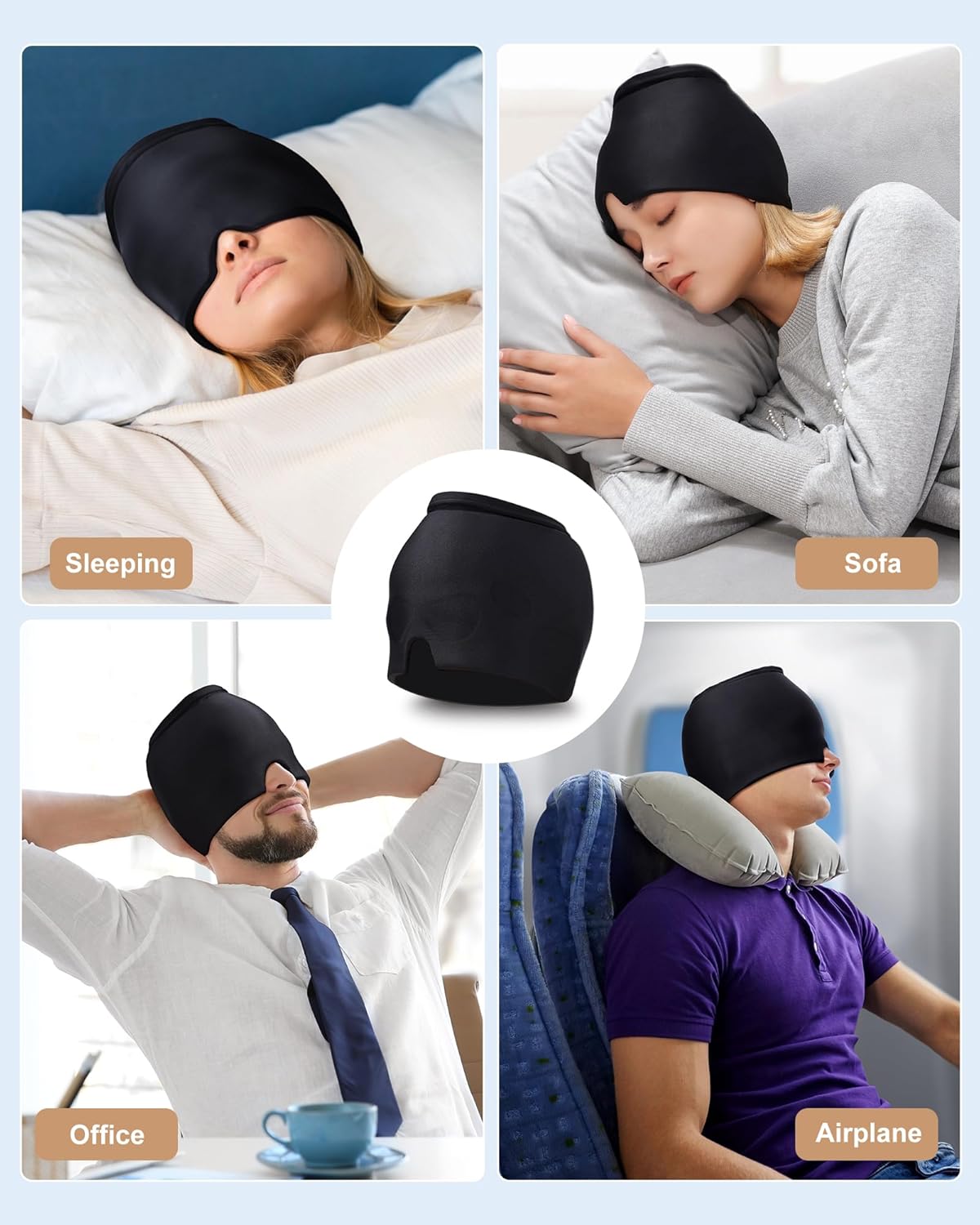 Gorra para aliviar el dolor de cabeza y migraña, para alivio de migrañas, para terapia de compresa fría y caliente, máscara de hielo frío para la