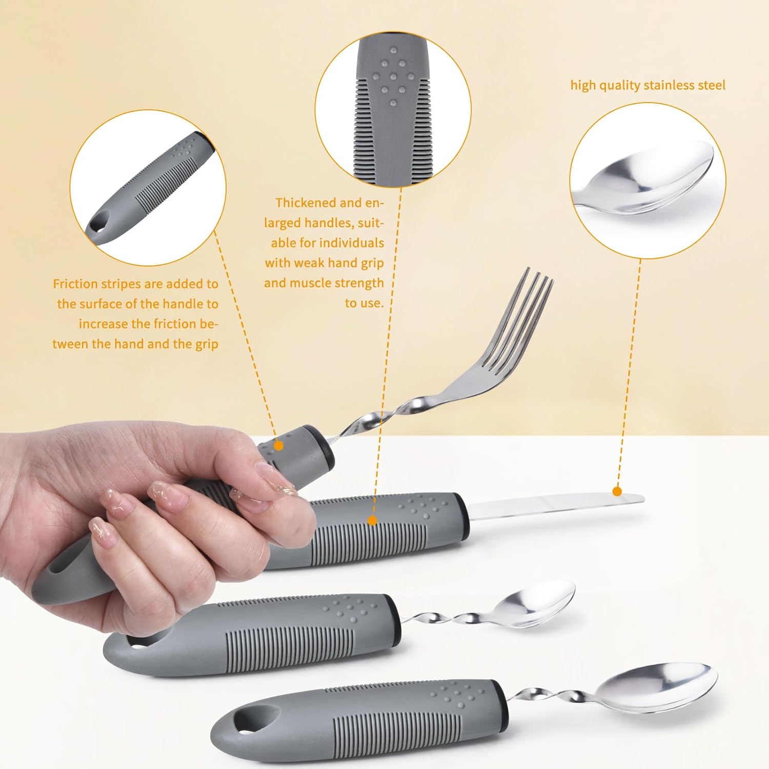 Utensilios con peso para temblores de manos, cubiertos con peso para pacientes con Parkinson, manos artríticas, utensilios construidos para adultos,