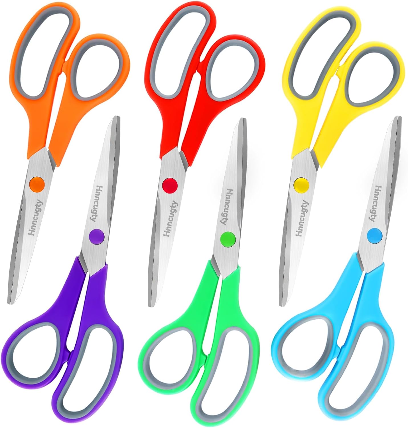 Hnncugty – Tijeras de 8 pulgadas multiusos a granel, paquete de 6, tijeras afiladas para oficina, hogar, escuela, profesor, estudiantes, adultos,