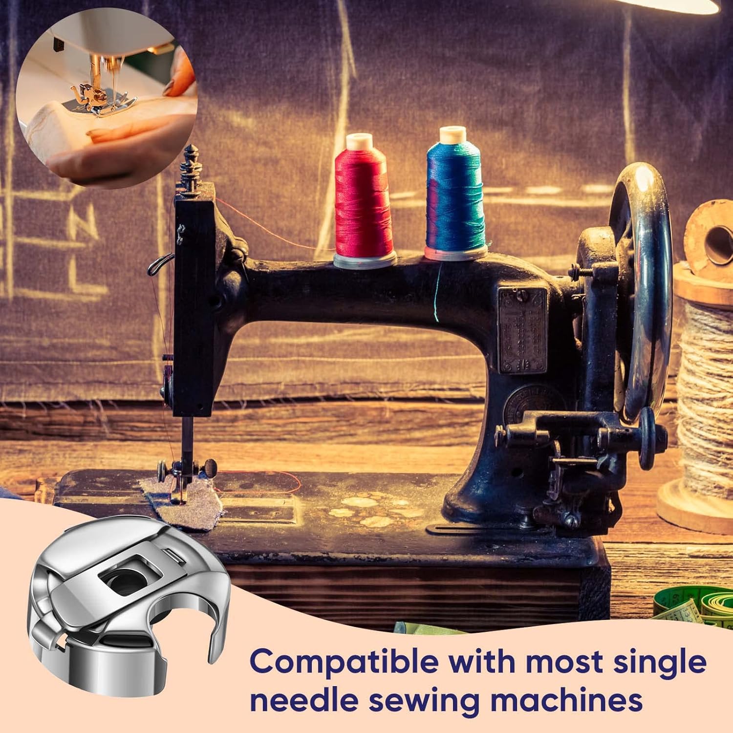 Leifide Caja de bobina de acero inoxidable compatible con Juki Ddl-5550 Ddl-8100 Ddl-8300 Ddl-8500 Ddl-8700 Máquina de coser de una sola aguja para
