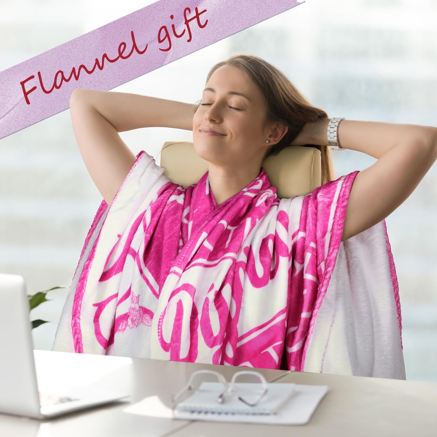 Blulu Manta de Navidad para jefa dama, manta de franela rosa, regalos de Navidad y cumpleaños para mujeres jefas, regalos de agradecimiento al jefe,
