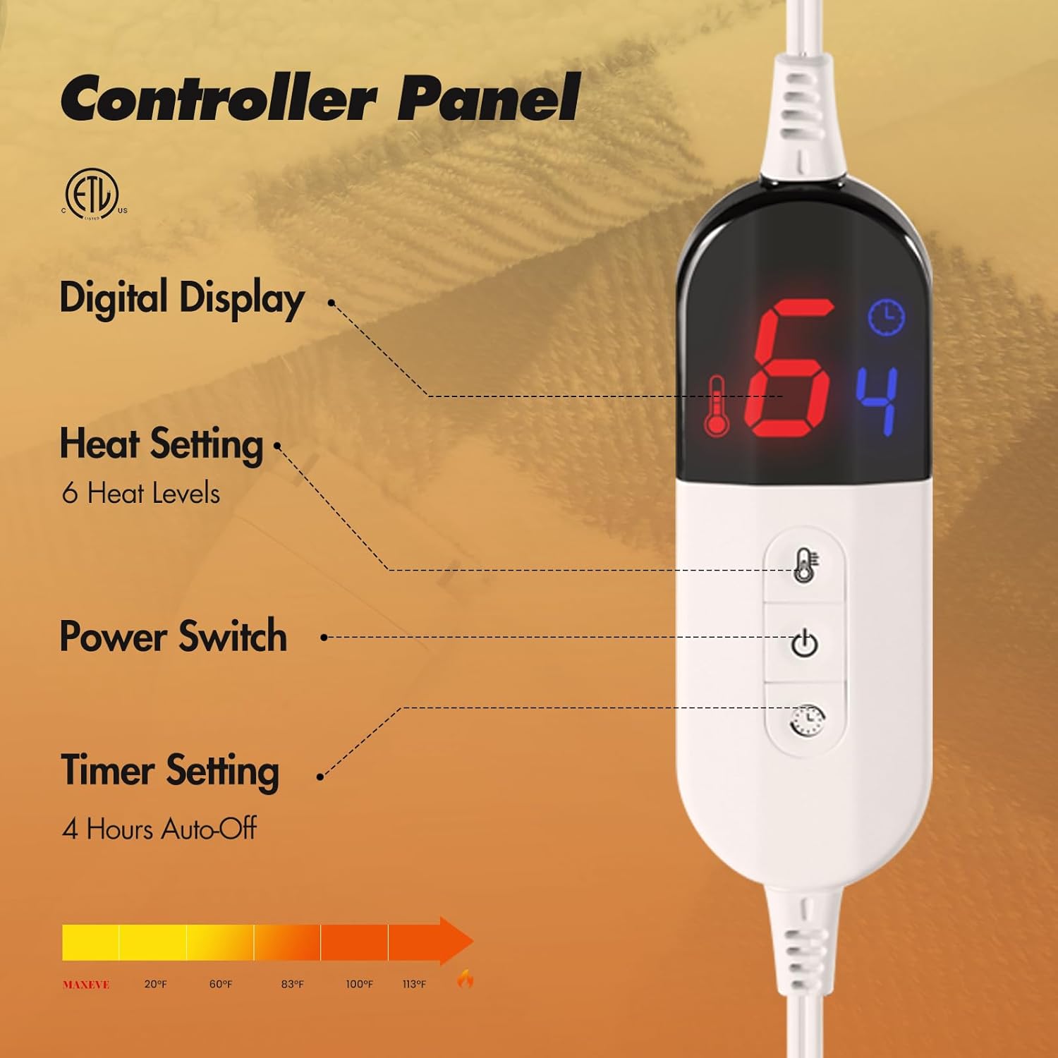 Manta eléctrica de Navidad a cuadros Sherpa con 6 niveles de calefacción y apagado automático de 4 horas, calentamiento rápido, manta lavable de