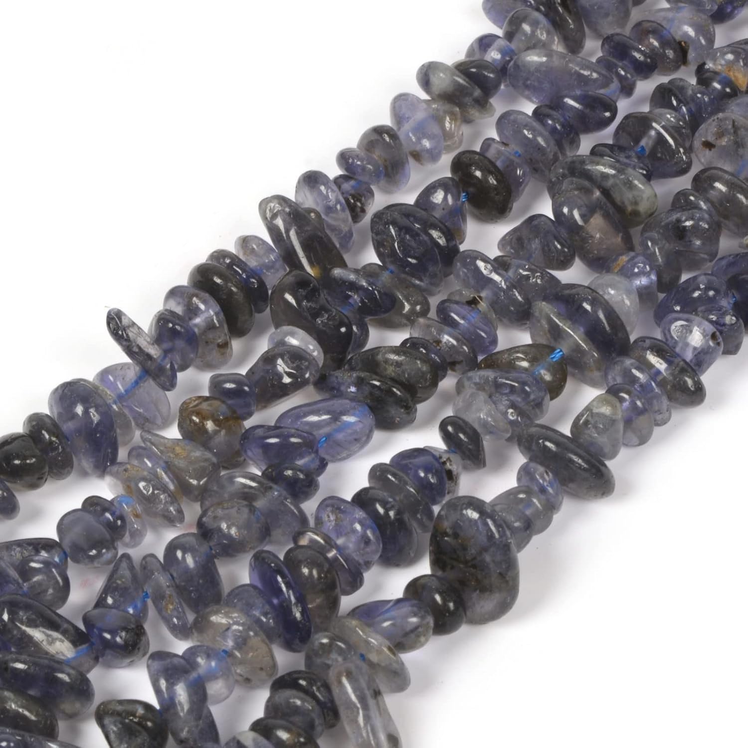 Natural Iolite Freedom Chips – Cuentas sueltas de 0.197-0.472 in para hacer joyas, manualidades hechas a mano, 16 pulgadas