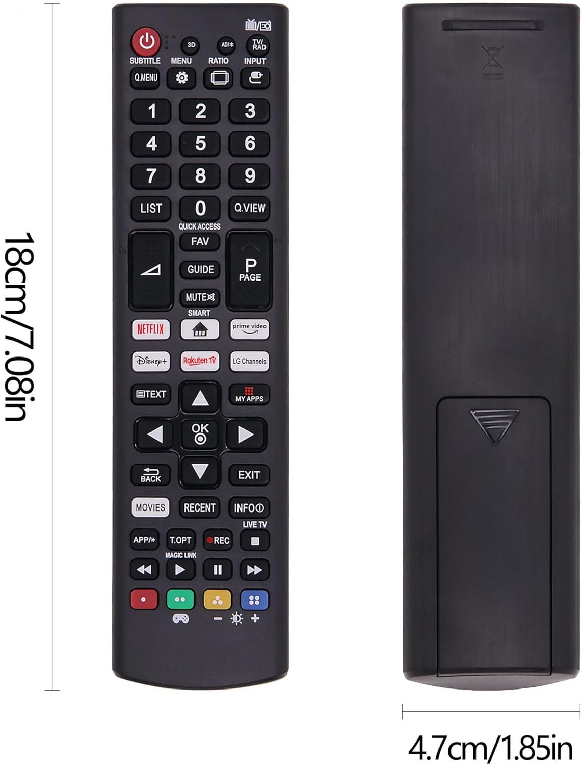 Control remoto universal para todos los LG TV, compatible con LG LED HDTV HDR Smart TV con Prime Video, Disney, Netflix, botón de canales LG