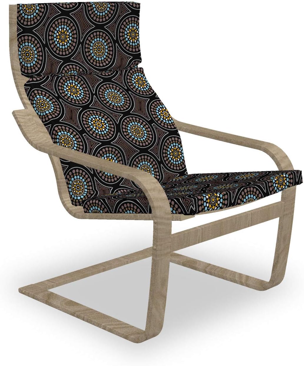 Lunarable Cojín y funda para sillón de Australia, impresión repetitiva aborigen, 1 pieza de repuesto de cojín suave con funda extraíble, gris carbón