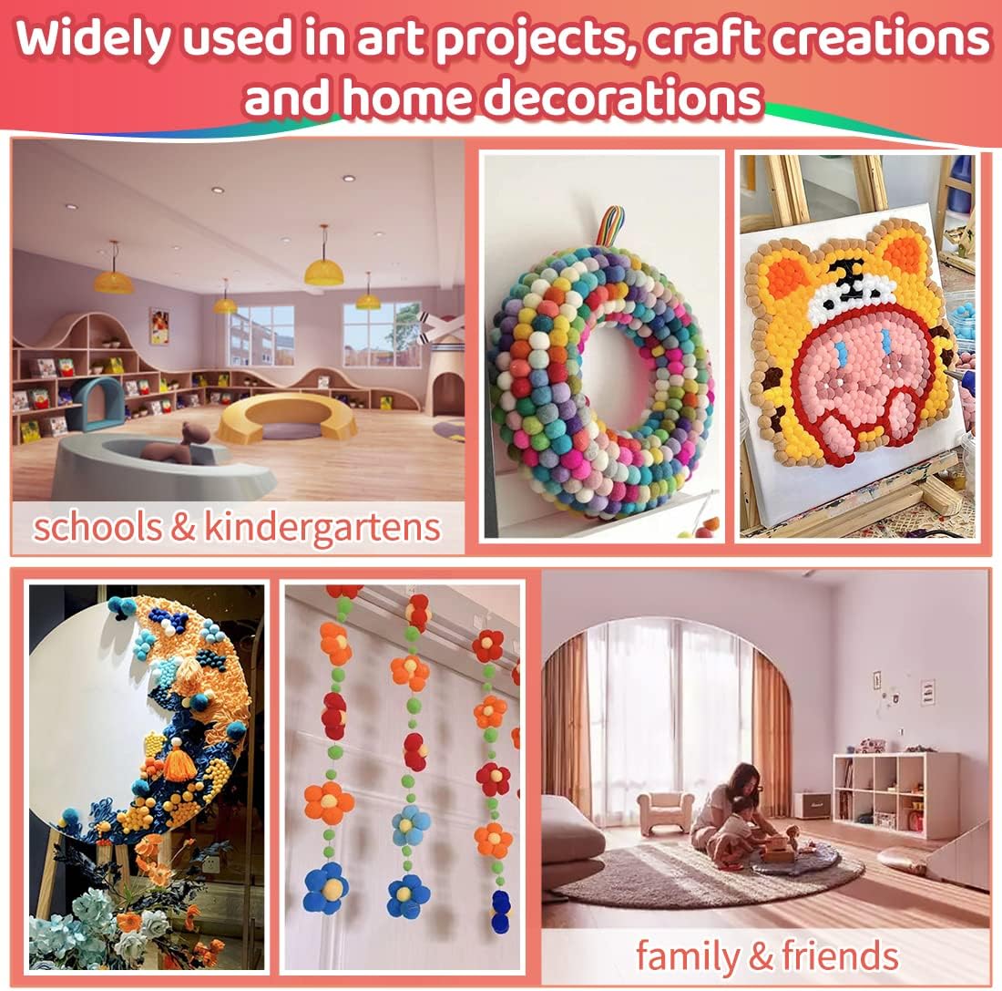 Iooleem Pompones multicolores, 300 pompones de 1 pulgada, para artes y manualidades, bolas de pompones, pompones para manualidades.