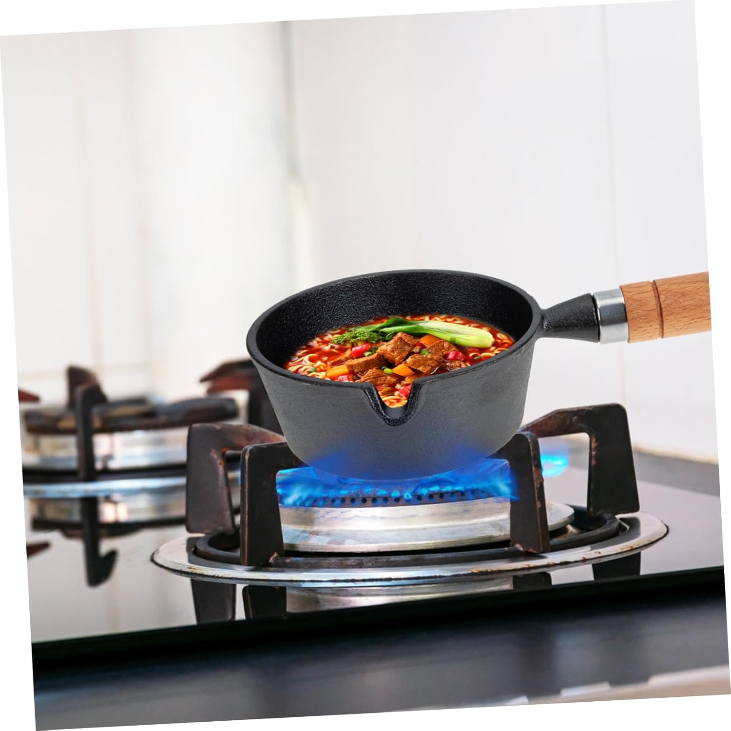 Luxshiny Olla de salsa de aceite caliente con tapa, sartenes japonesas con tapas, utensilios de cocina pequeños, sartén para huevos japoneses,