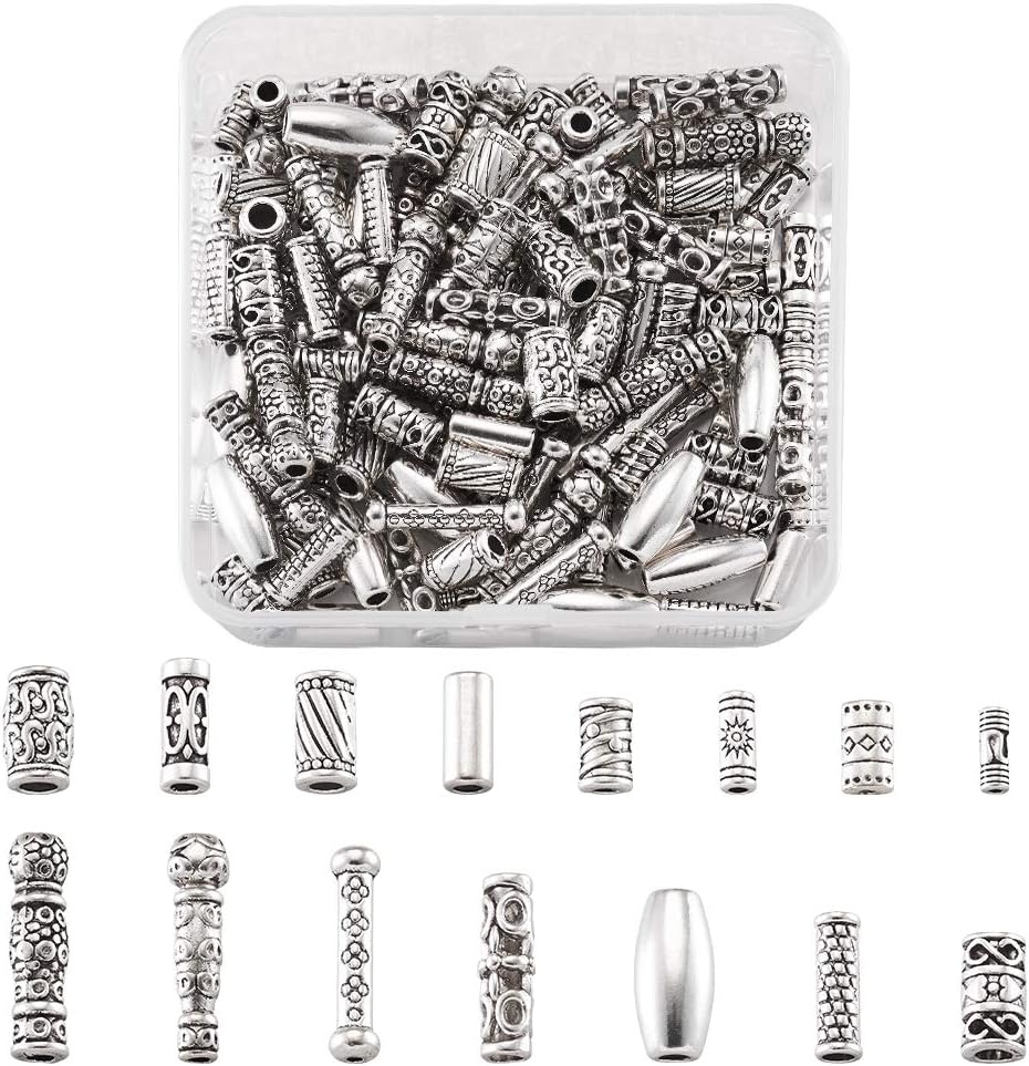 Mega Pet 150 unidscaja estilo tibetano antiguo plata columna grano 3.228×3.228×1.063 in tubo suelto granos espaciadores cuentas para bricolaje