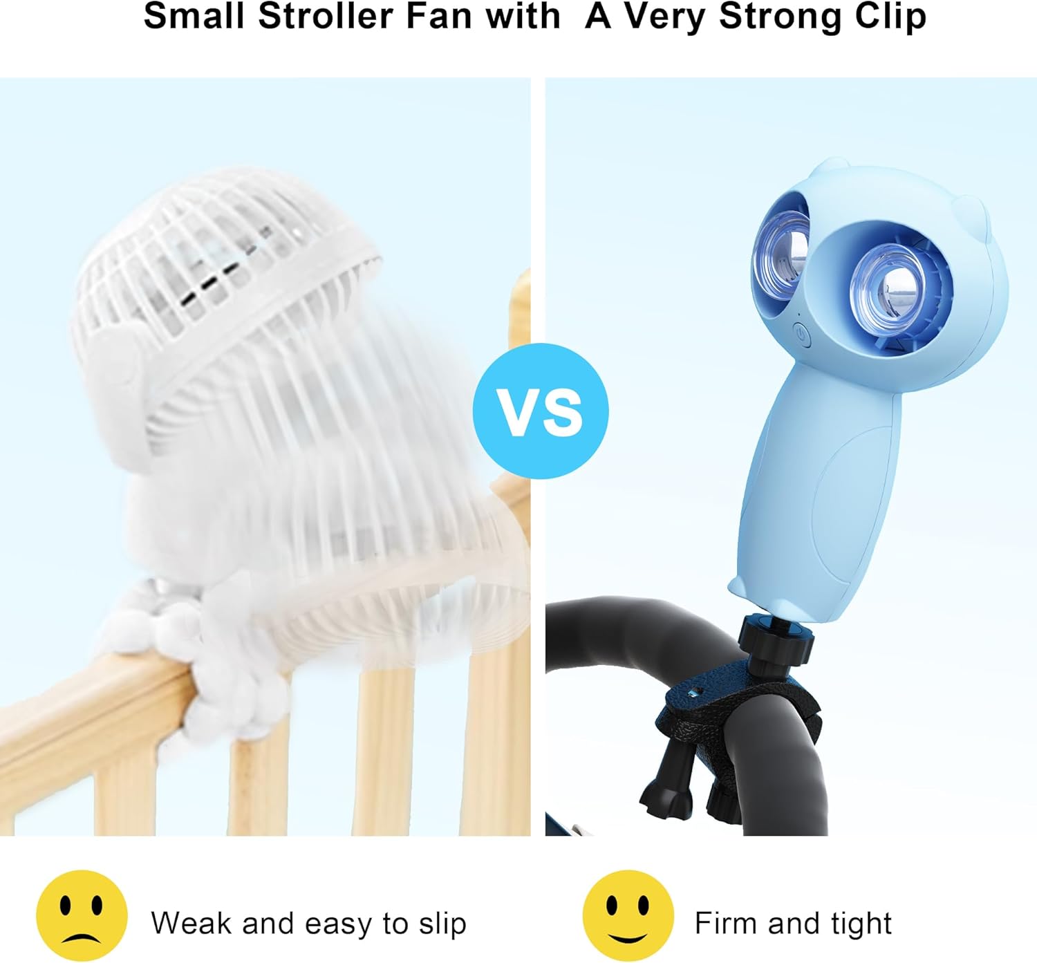 Elingmor Ventilador de cochecito con clips para bebé, ventilador portátil de cochecito de 6000 mAh, funciona con pilas, ventilador recargable