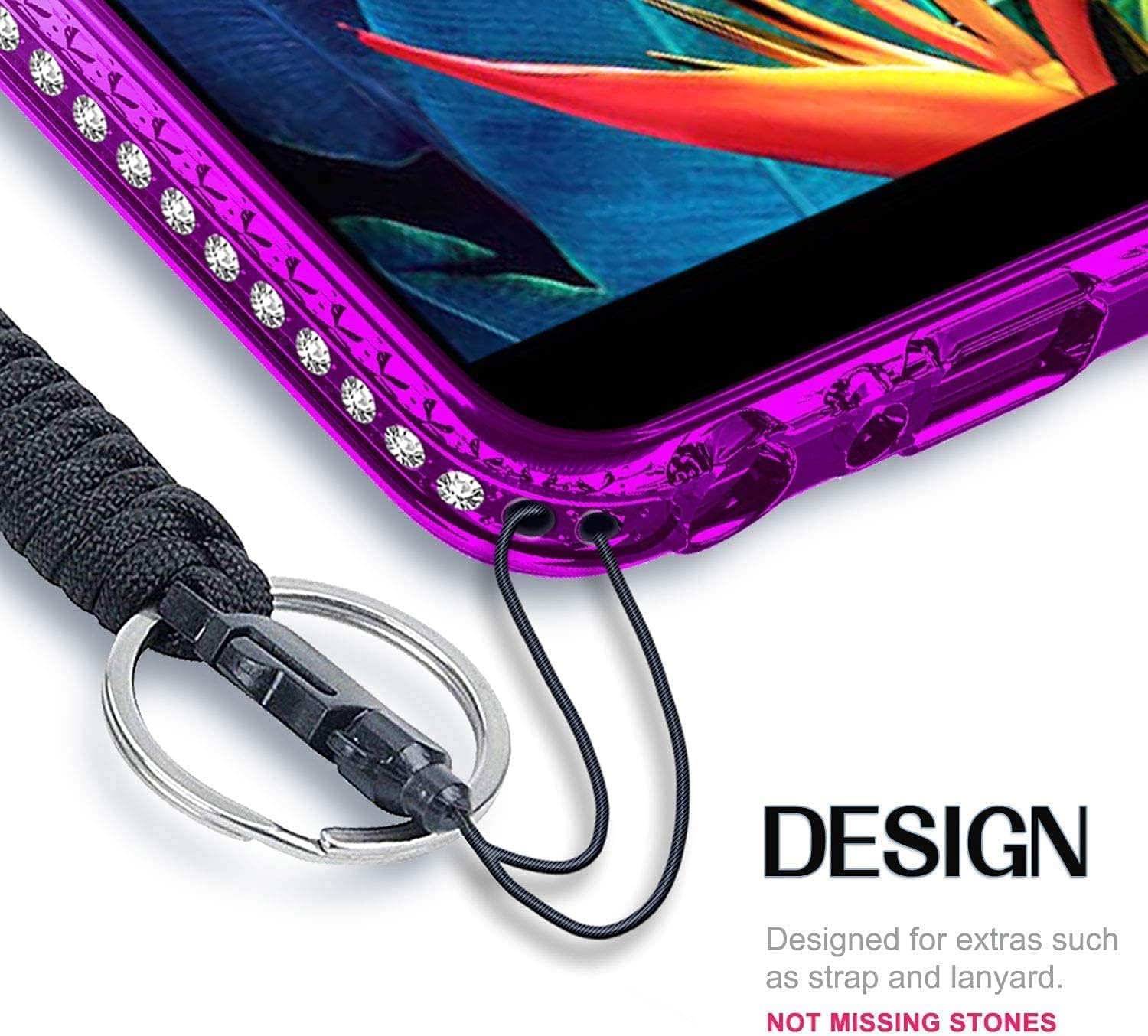 NGB Funda compatible con iPhone 11 Pro Max con protector de pantalla de vidrio templado, soporte de anillocorrea de muñeca, para niñas y mujeres,