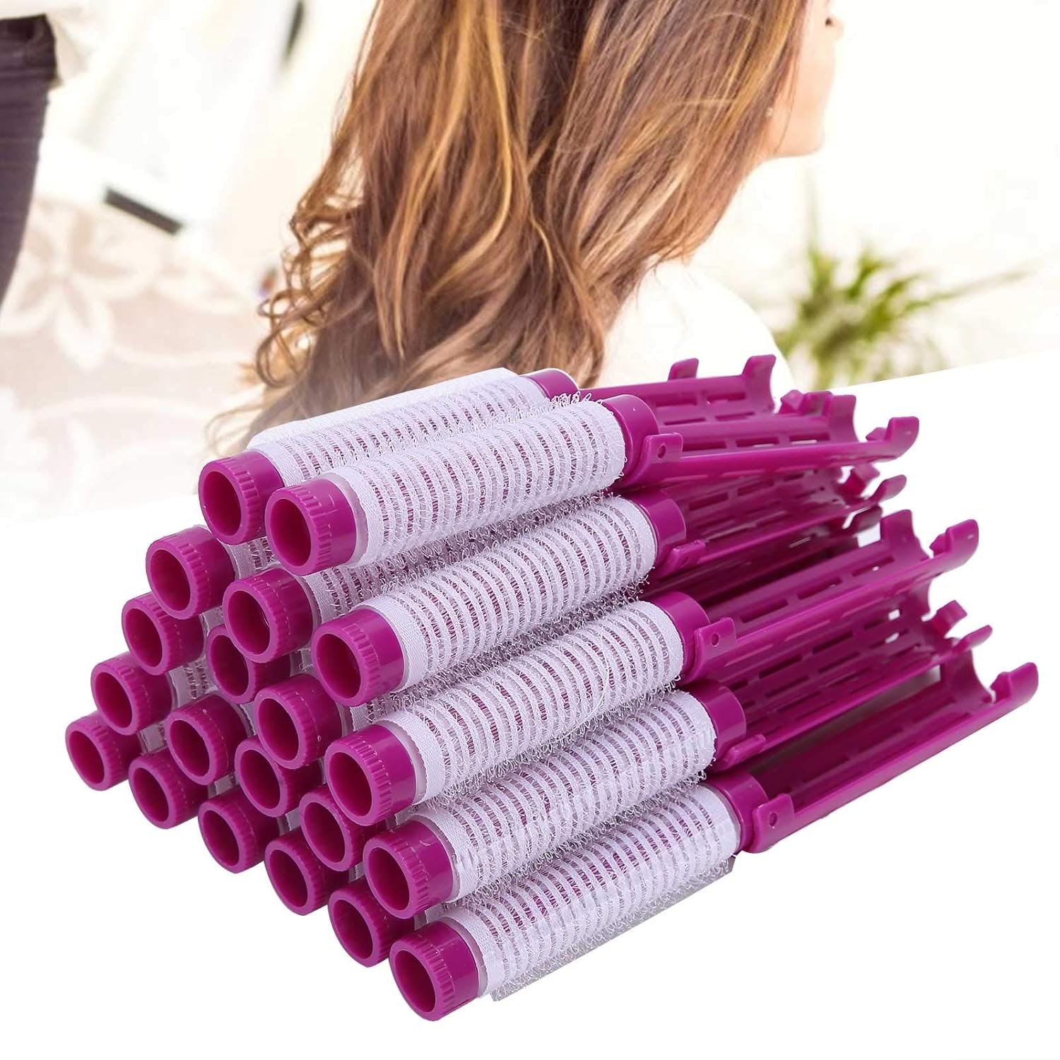 Uxsiya Juego de 20 rodillos para el cabello, varillas de permanente, esponjosas, rizadores de pelo, kit de herramientas de peluquería para niñas y