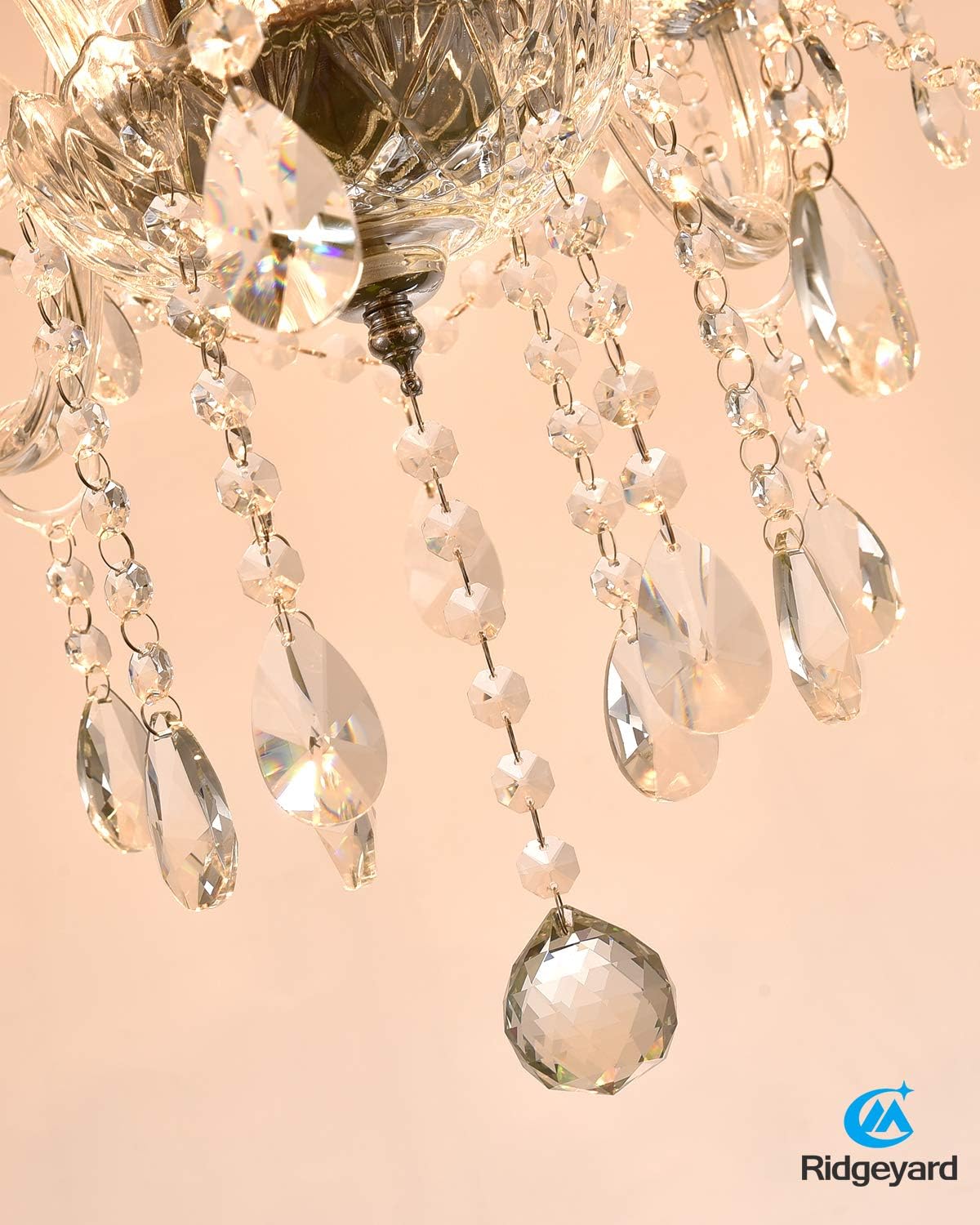 Ridgeyard 10 Luces Modernas Lujosas K9 Cristal Candelabro Lámpara Colgante Lámpara de Techo Salón Iluminación para Comedor Salón Dormitorio Entrada