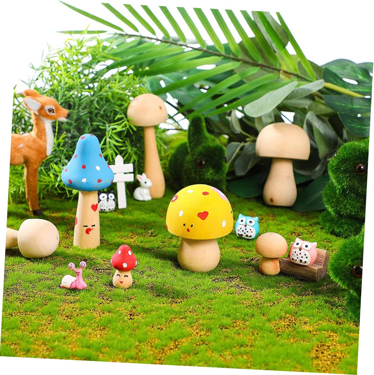 EXCEART 42 Pcs White Mushroom Natural Unfinished Mushrooms Nativity Toys for Kids DIY Mushroom Crafts Christmas Peg Mushroom Head Pegs Gnome Peg