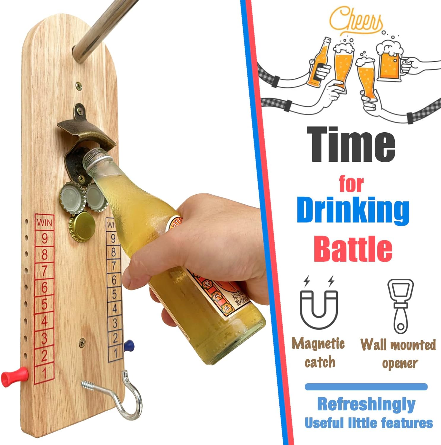 Juego de lanzamiento de ganchos y anillos con abridor de botellas y tapa magnética para adultos, juego de lanzamiento de anillos para interiores y