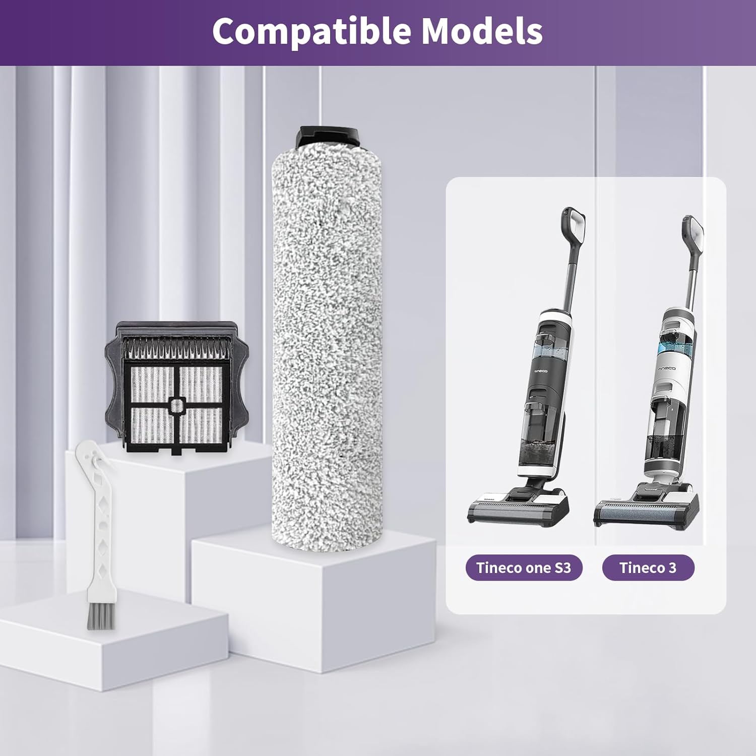 Kit de rodillos de cepillo y filtros de repuesto para aspiradora inalámbrica en seco y húmedo Tineco iFloor 3 e iFloor One S3, los accesorios