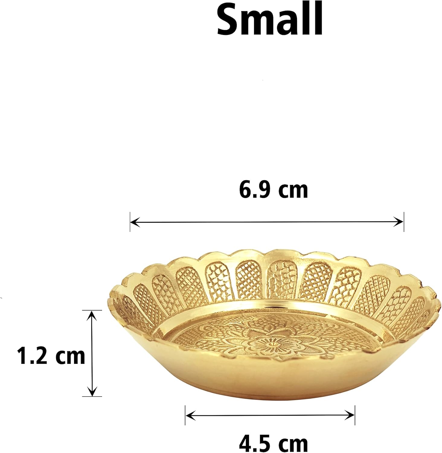 Shubhkart Nakshi – Plato para Pooja, decoración y regalo (pequeño 2.8 in, 3 unidades, latón macizo)