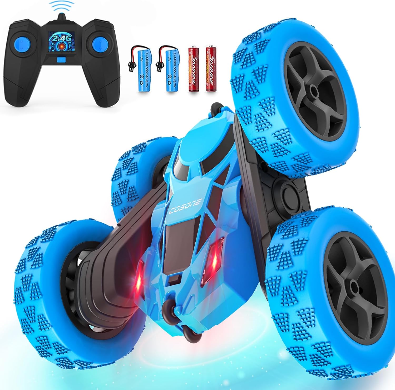 cosone Auto a control remoto – Autos RC para niños – Juguetes para niños – 4WD 2.4Ghz doble cara 360 giratorio recargable todo terreno auto remoto