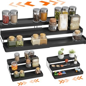 Organizador de especias expandible para gabinete, organizador de especias ajustable de 3 niveles, fácil visibilidad, organizador de especias para Organizador de especias expandible para gabinete, organizador de especias ajustable de 3 niveles, fácil visibilidad, organizador de especias para