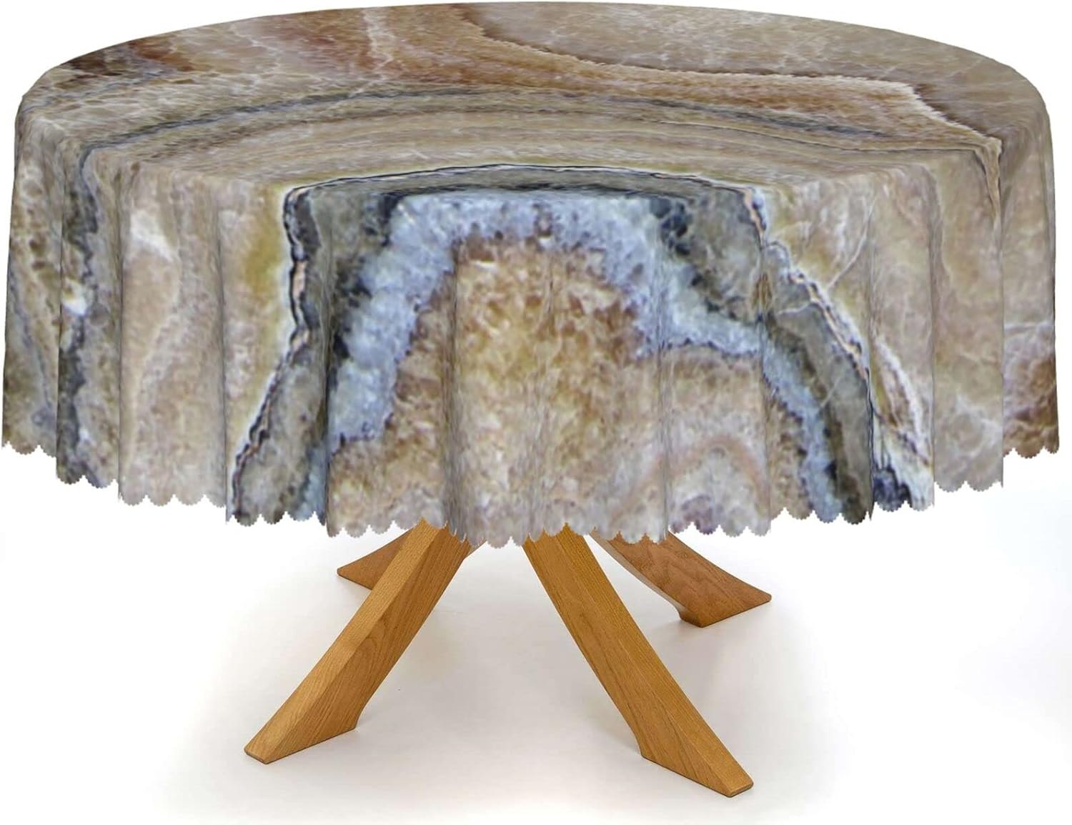 Mantel con estampado de fondo de mármol, mantel de encaje de tela a prueba de derrames, funda de mesa redonda para comedor, cocina, decoración del