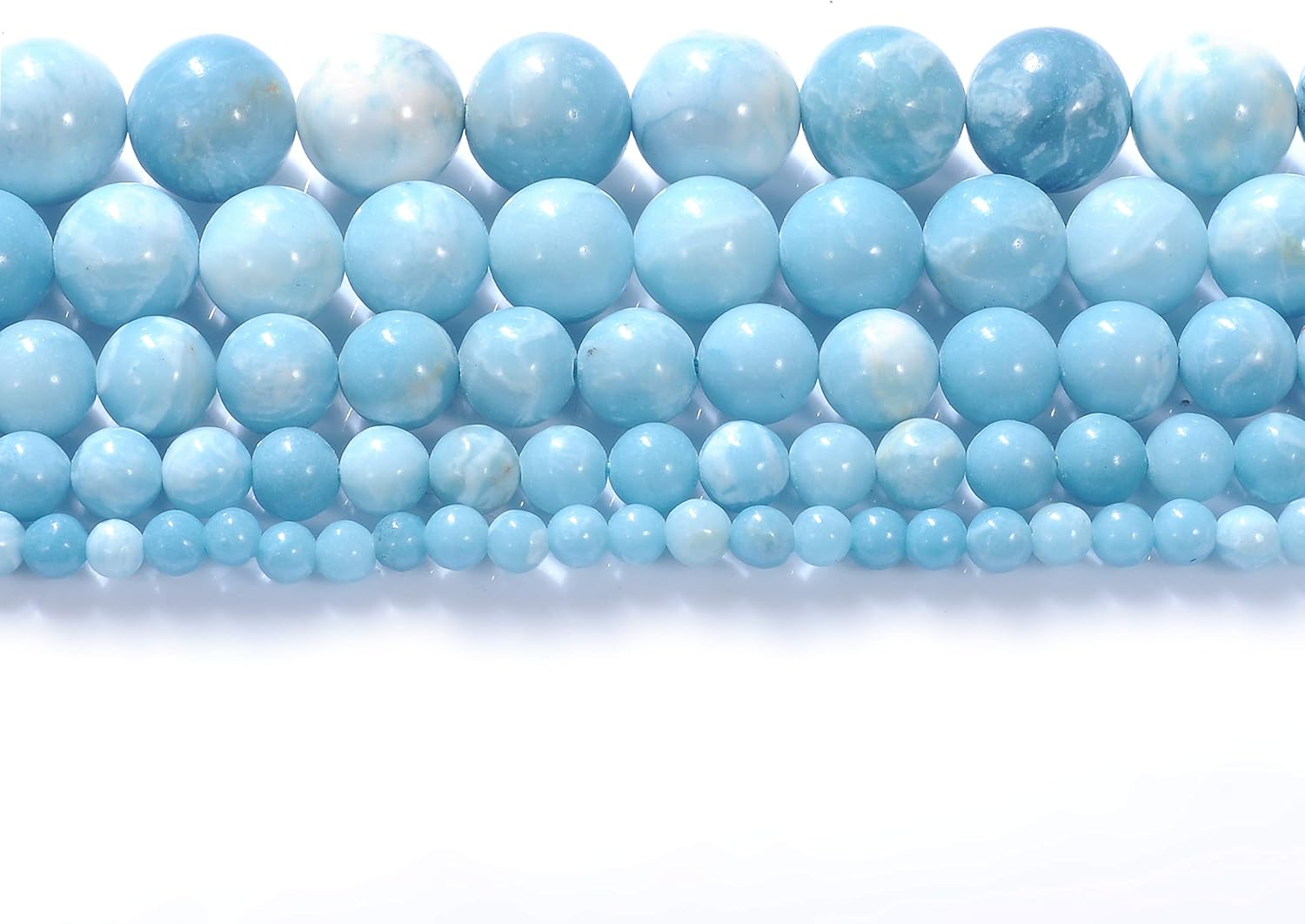 Cuentas redondas sueltas de larimar natural de 0.394 pulgadas (0.394 in), pulsera de piedra de cristal, accesorios para collares, manualidades para