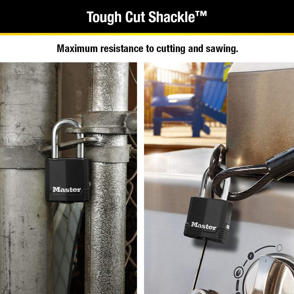 Buyers Products 1712240 – Cofre multiusos de poliéster negro, 44 x 17.5 x 19 pulgadas, 6.3 pies cúbicos y Master Lock Magnum – Candado resistente