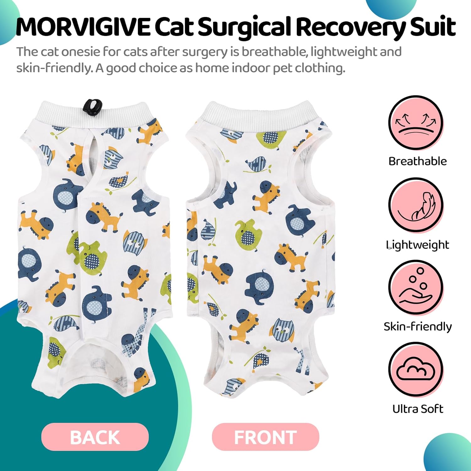 Traje de recuperación para gatos para heridas abdominales, mameluco transpirable para gatos después de la cirugía esterilización, alternativa de