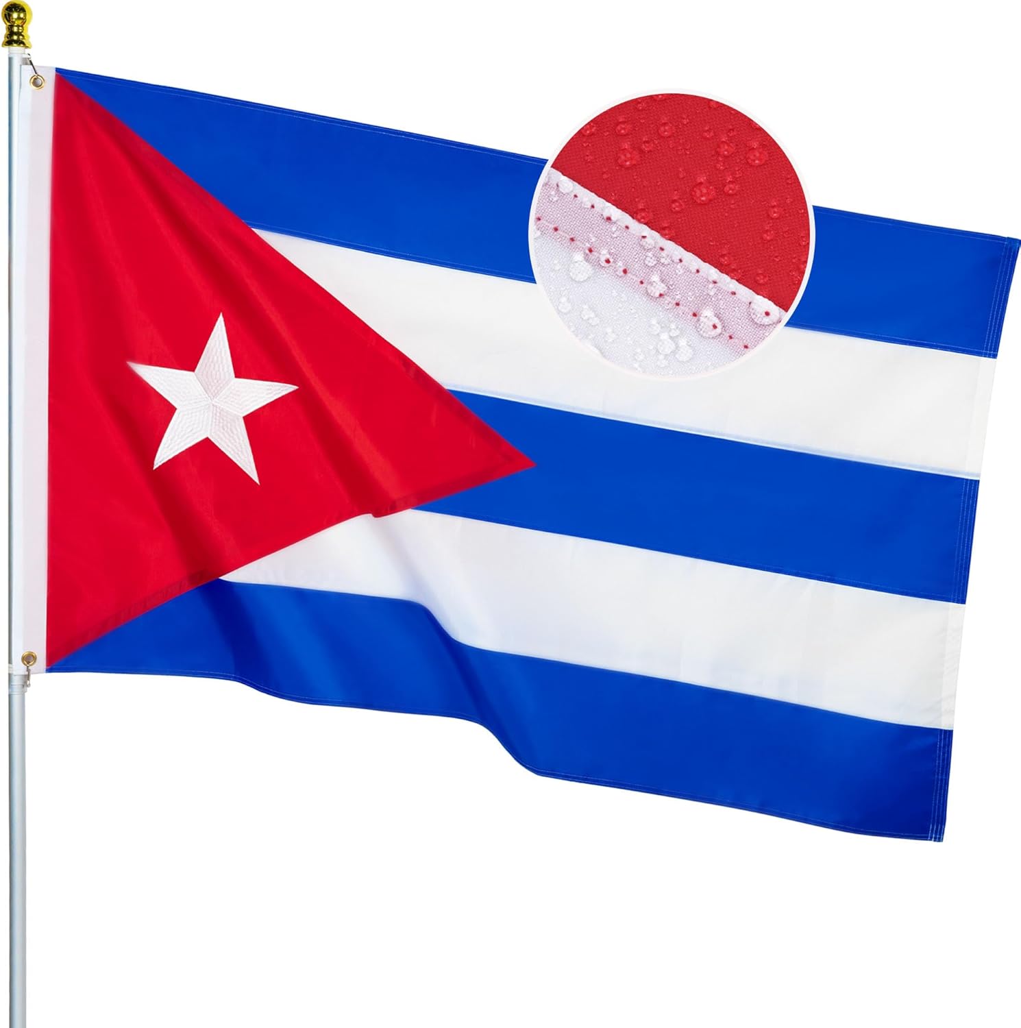 Bandera de Cuba de 3 x 5 pies para exterior, nailon resistente, rayas cosidas, a prueba de decoloración, de larga duración, bandera nacional cubana