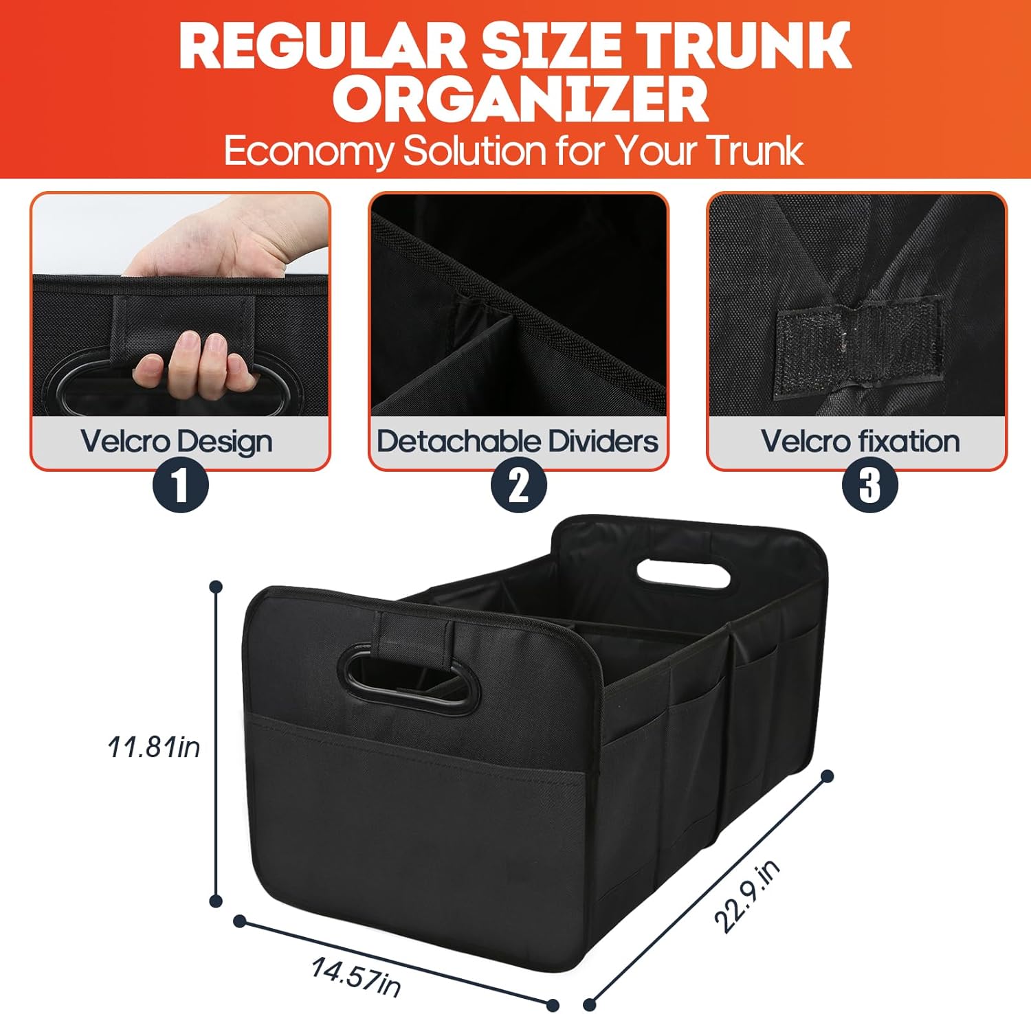 Organizador de maletero con bolsa extra aislada, a prueba de fugas, compartimentos múltiples extra grandes plegables con enfriador para SUV, sedán,
