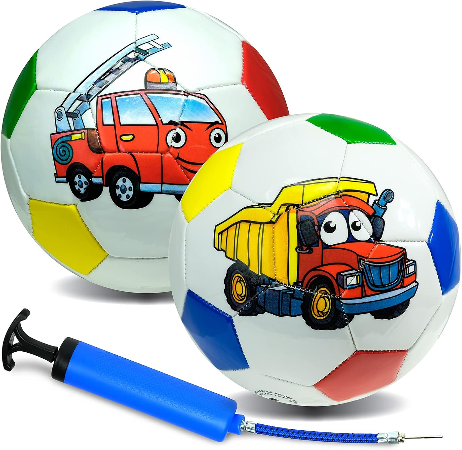 Balón de fútbol para niños, funda de TPU suave, gruesa y duradera, paquete de 2 con bomba (disponible en tamaño 2 y talla 3)
