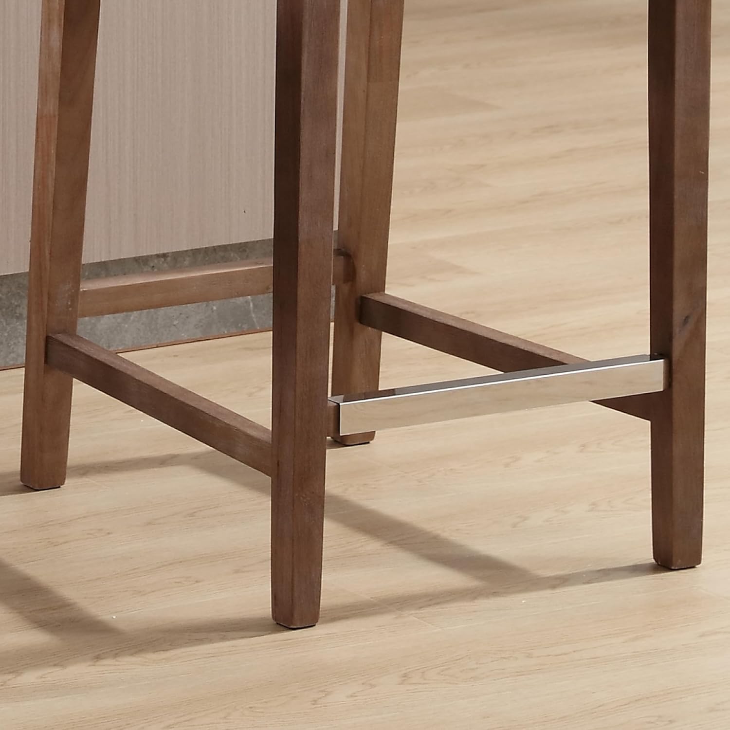chairus Juego de 2 taburetes de bar altos de tela, taburetes de bar tapizados de lino con patas y respaldo de madera maciza para cocina, isla de