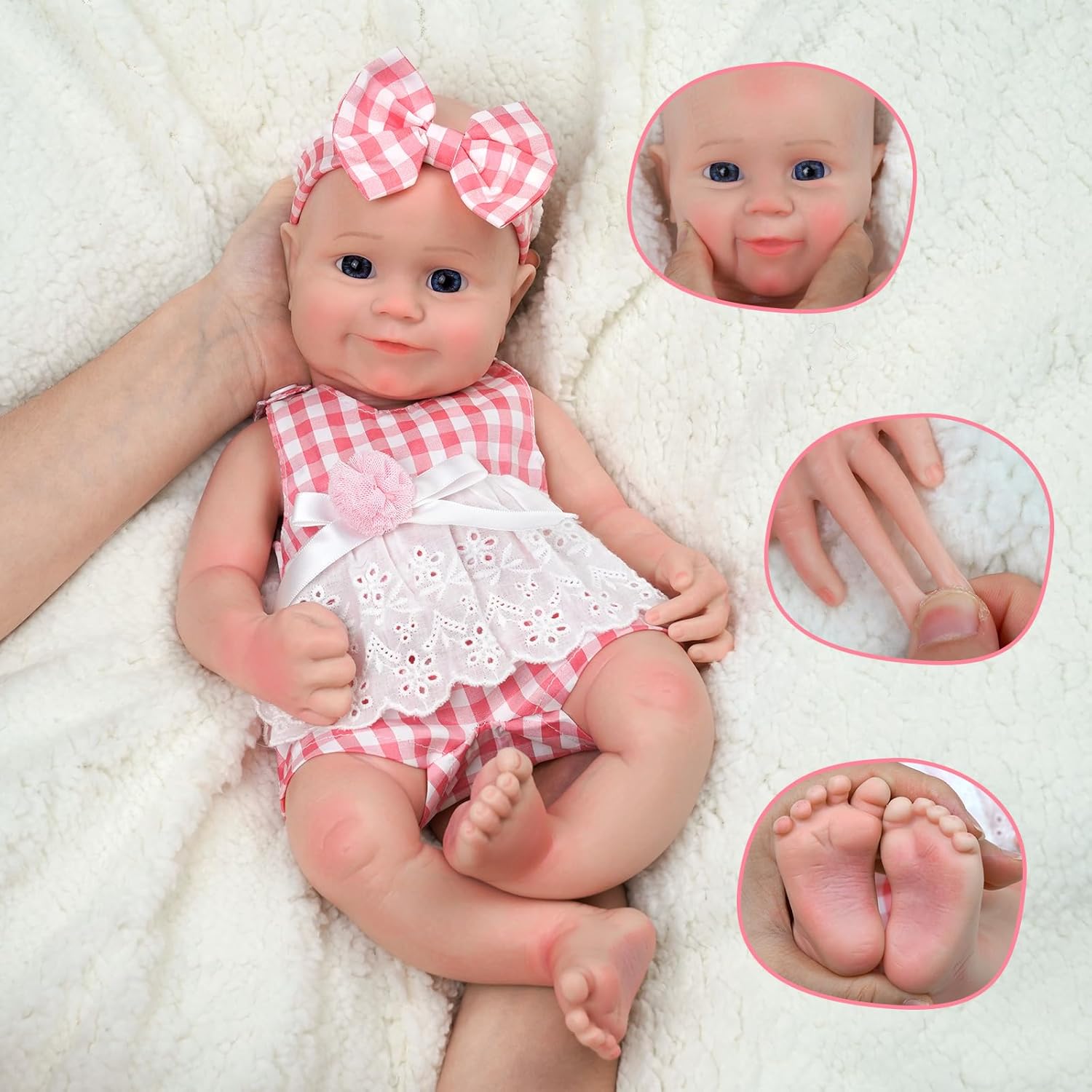 JIZHI Muñecas de bebé Reborn de silicona de cuerpo completo, 16 pulgadas, 5.73 libras, peso de silicona de platino completo, realista, muñeca de