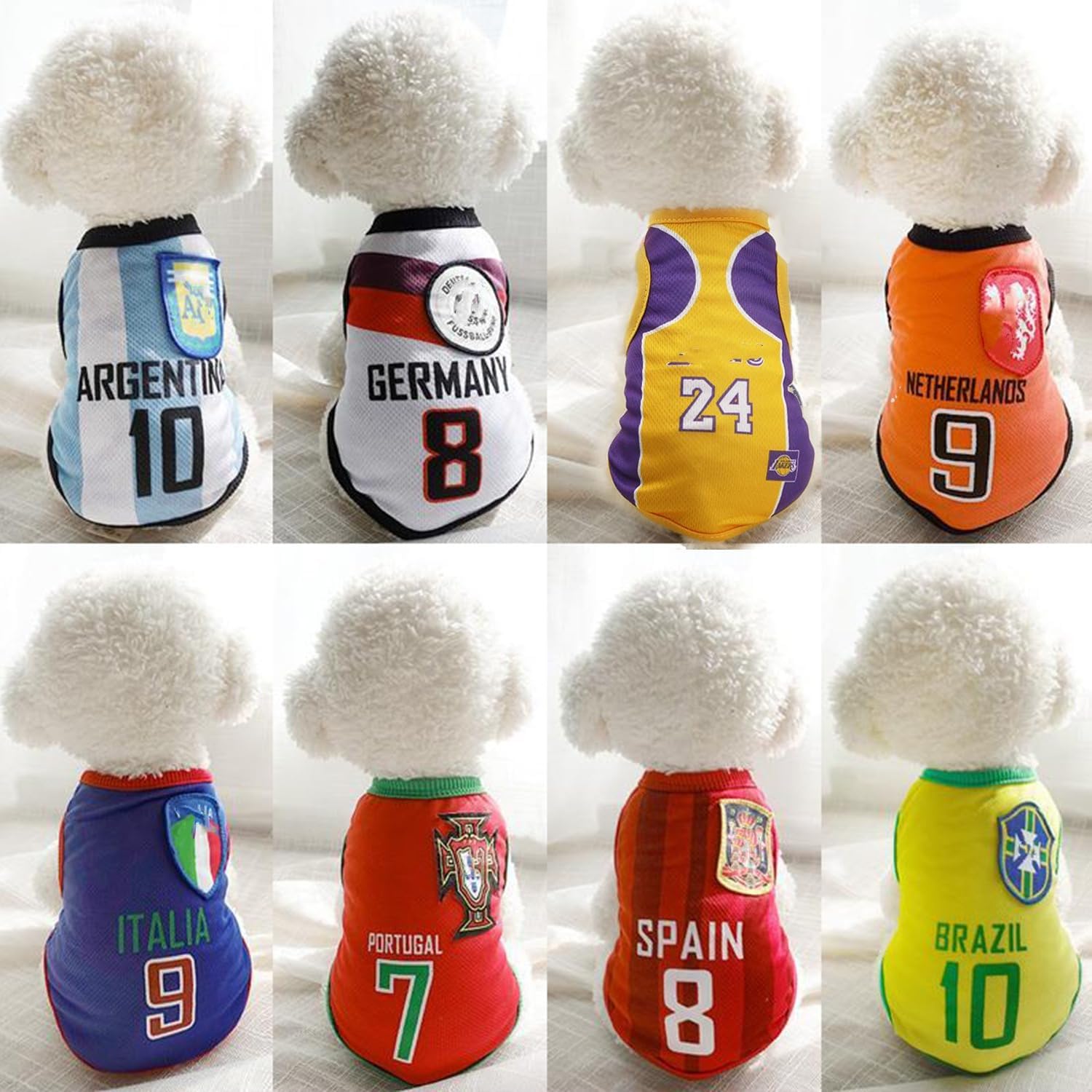 Ropa para perro, juego de 8 piezas de camiseta deportiva con temática de fútbol americano para mascotas, para cachorros pequeños, medianos y